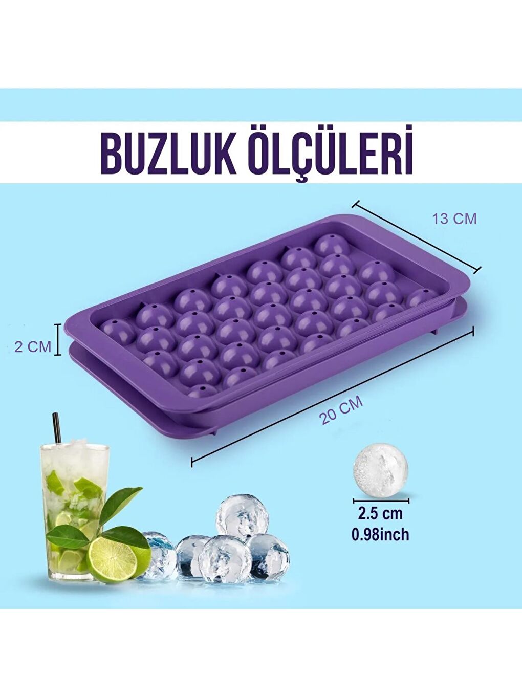 Gen-Of Karışık Küre Buz Kalıbı 33 Lü GKH - 1