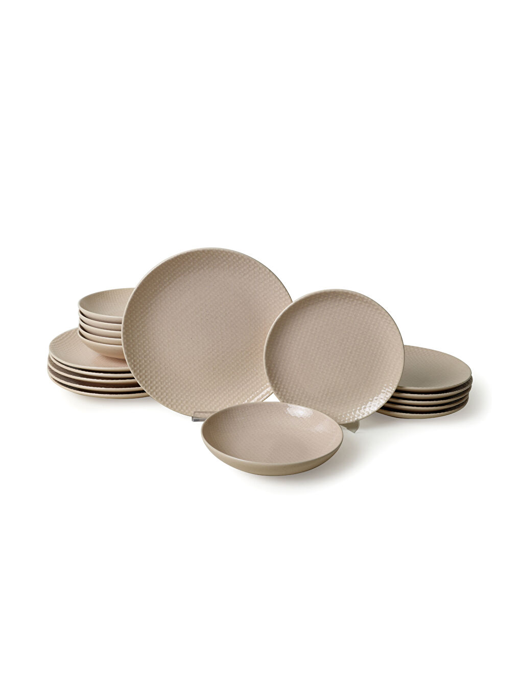 Kahverengi Kumlu Krem Rölyefli Yemek Takımı 18 Parça 6 Kişilik-7