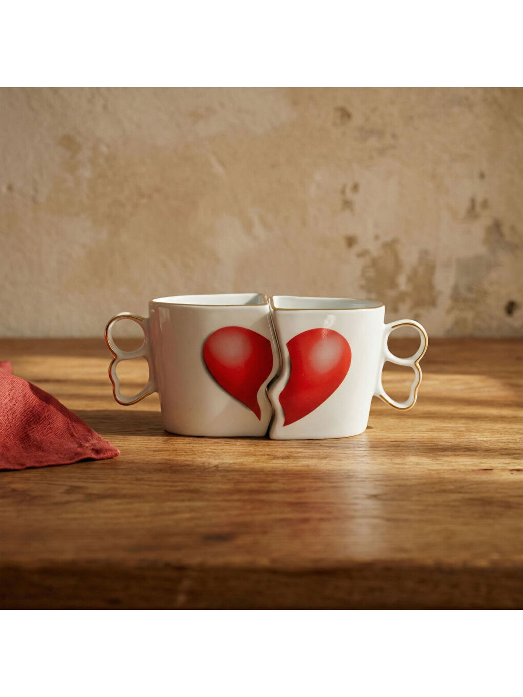 Ekru Lovers Hand Made 2li Kalpli Hediyelik Kutulu Kupa Seti 350 cc-1