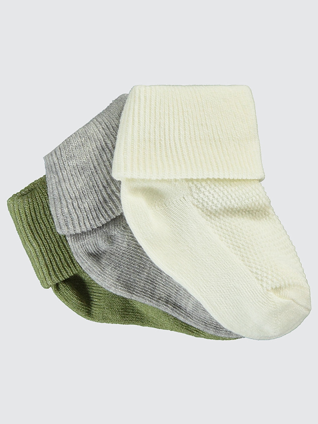 Ekru Baby Bebek 3'lü Çorap Set 0-24 Ay Krem-2