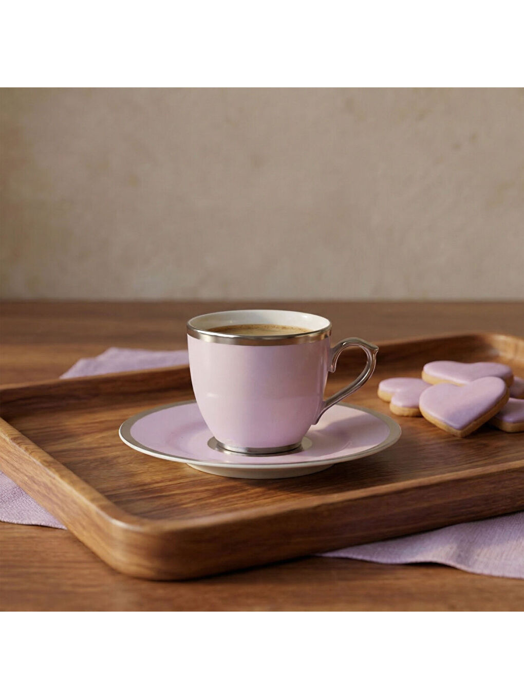 Ekru Presıdent Hand Made Tek Kişilik Yaldızlı Porselen Çay Fincanı Takımı Lila 170 cc-1