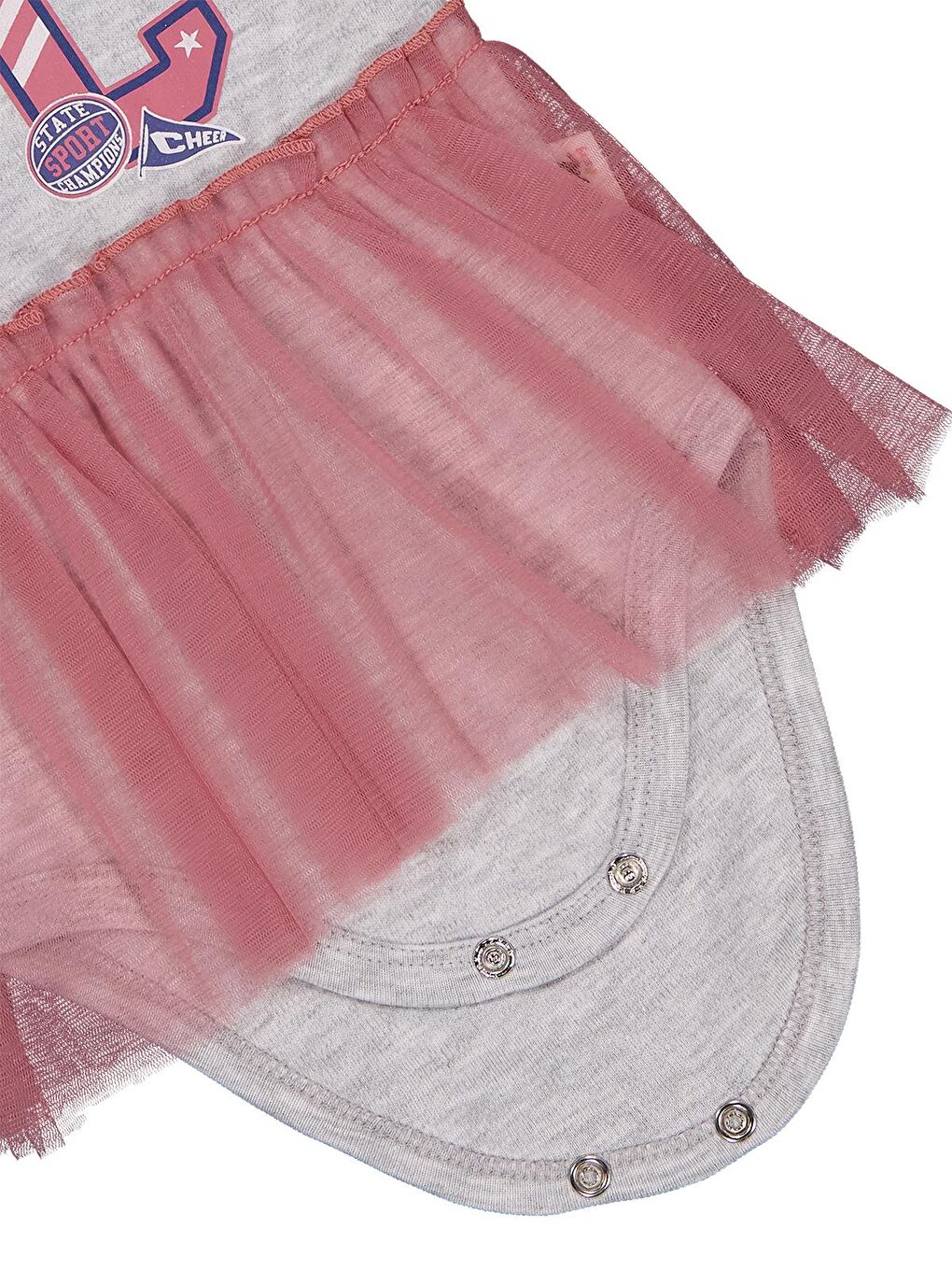 Baby C Baskılı 0-3 Yaş Çıtçıtlı Badi - Gri 3-4 Yaş-1