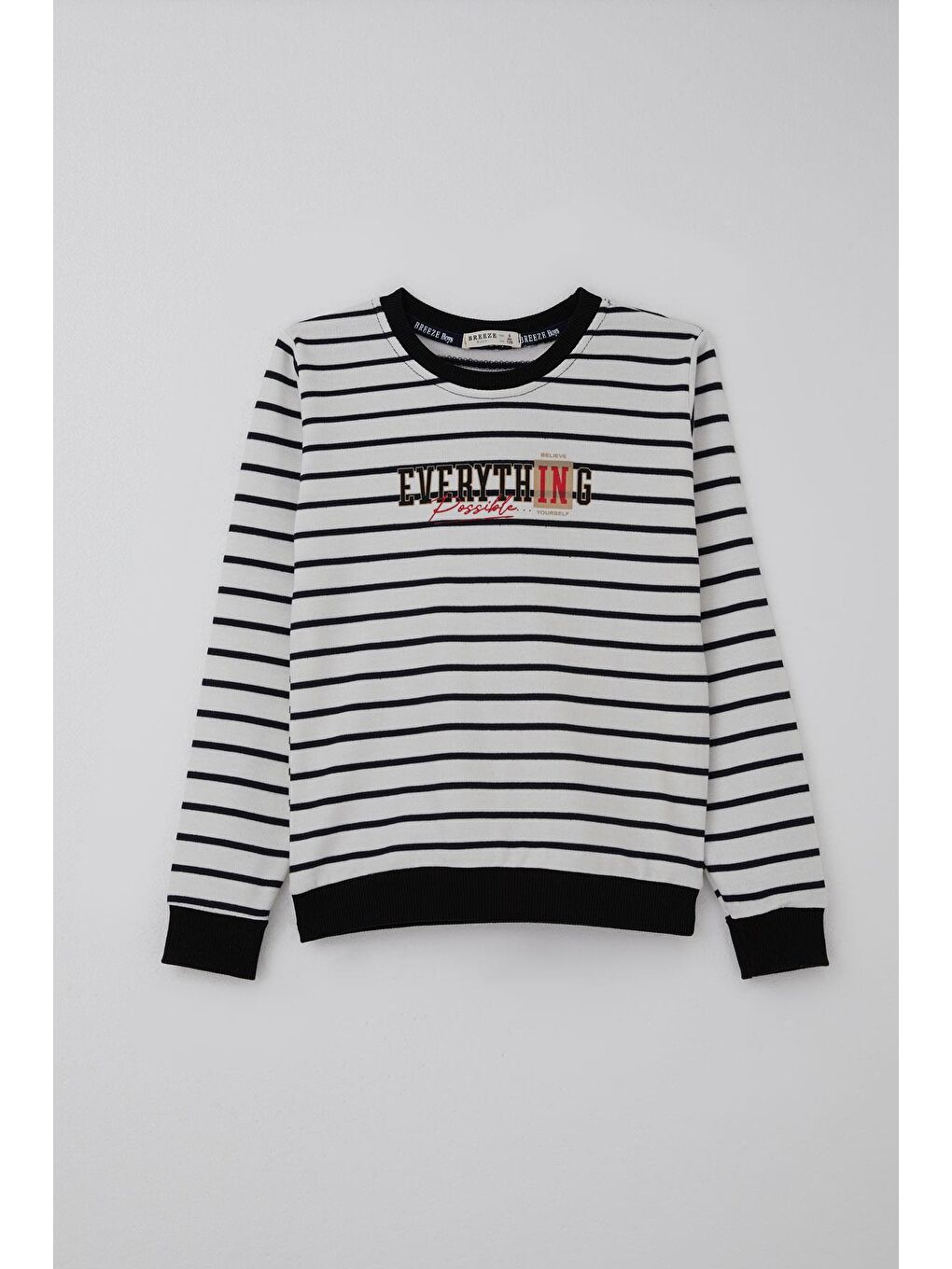 Erkek Çocuk Eşofman Takımı Yazı Baskılı Çizgili Beyaz (4-8 Yaş)-1