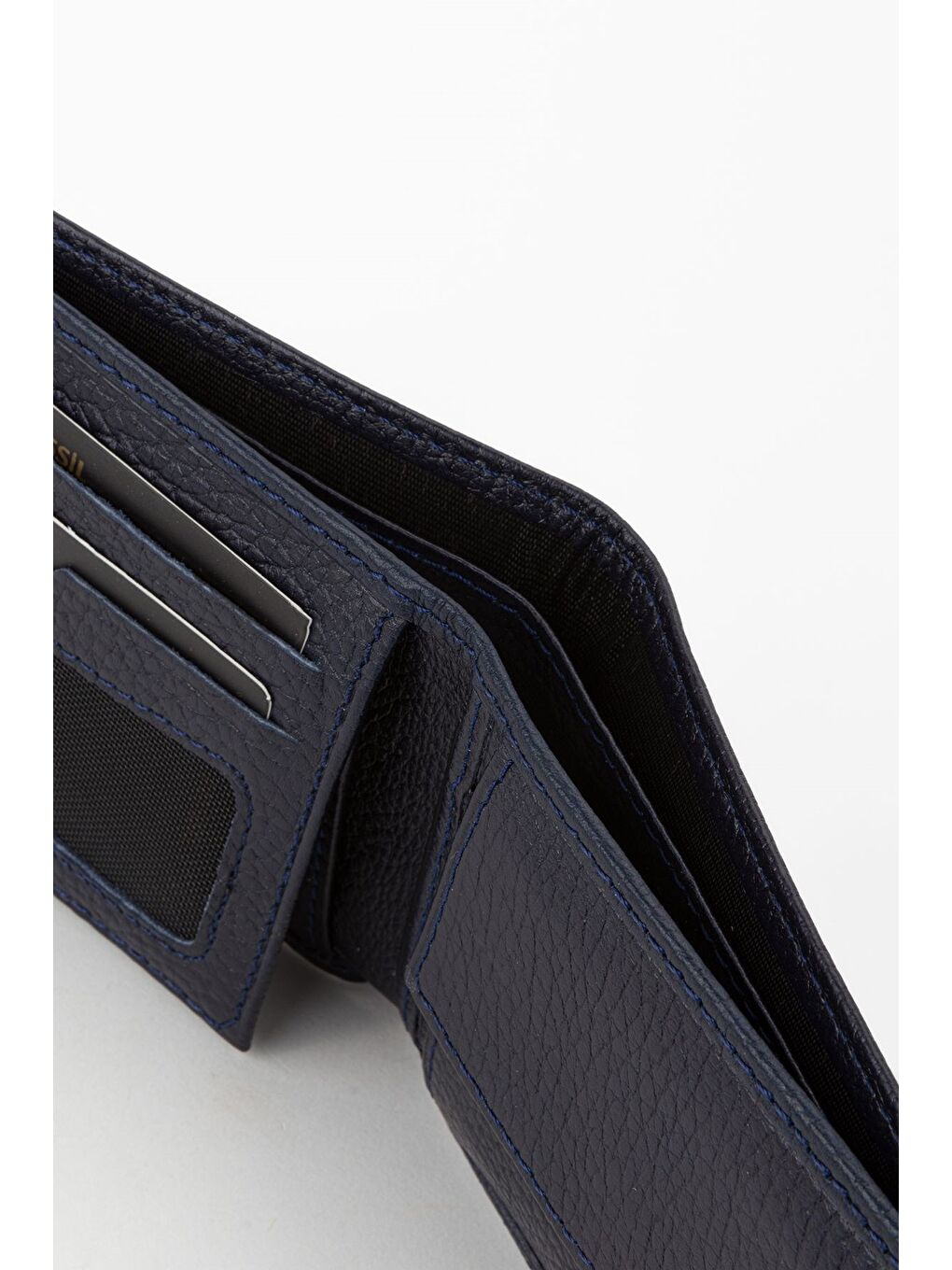 Lacivert Kutulu Hakiki Deri Yatay Kahverengi Küçük Boy Erkek El Portföyü Cüzdan-2