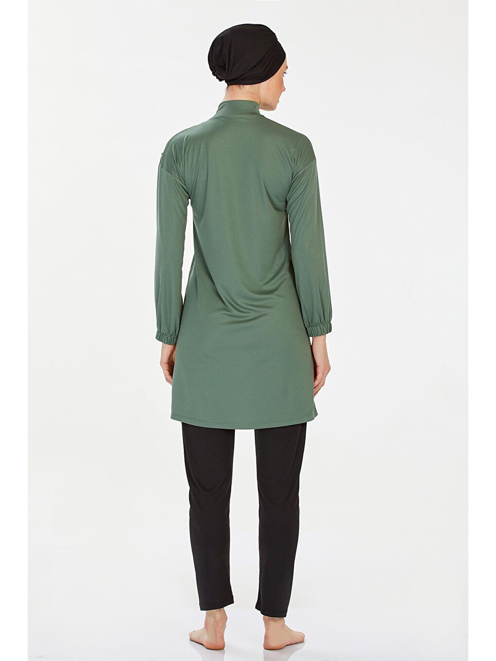 Elastanlı Tam Kapalı Tesettür Mayo Alanı 9238 Haki-4