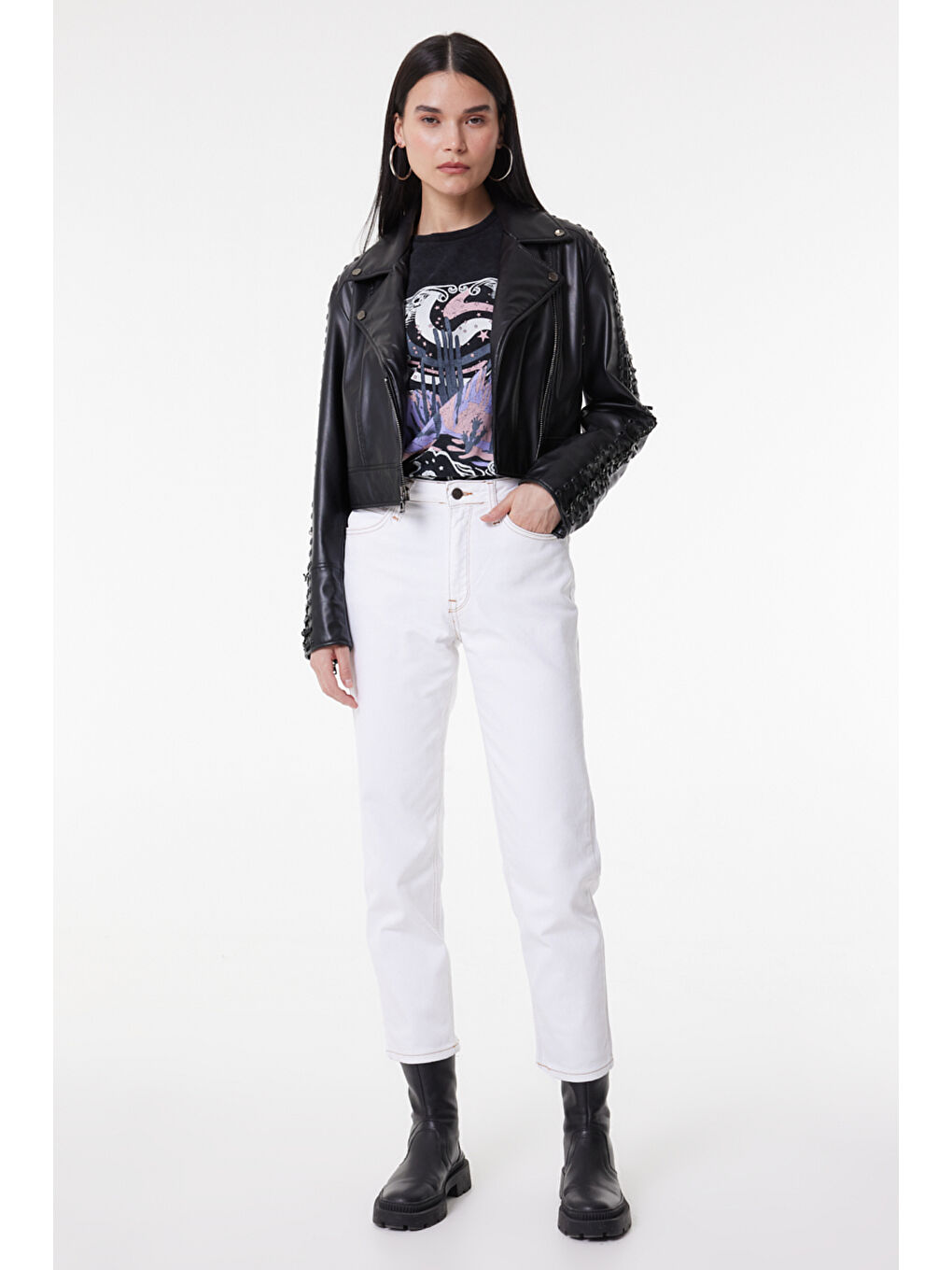 Carol Straight Fit Düz Kesim Yüksek Bel Beyaz Esnek Jean Jean Pantolon-1