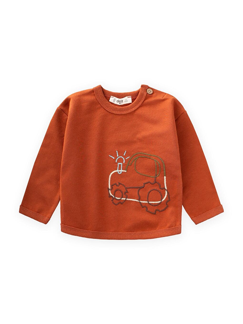 Kahverengi Erkek Çocuk Nakışlı Sweatshirt