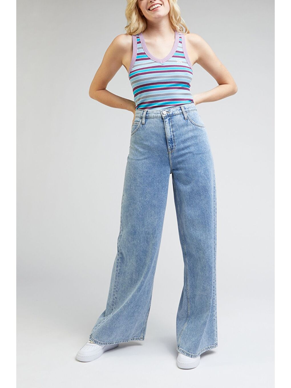 Mavi Drew Fit Çok Yüksek Bel Geniş Paça %100 Pamuk Jean Jean Pantolon-1