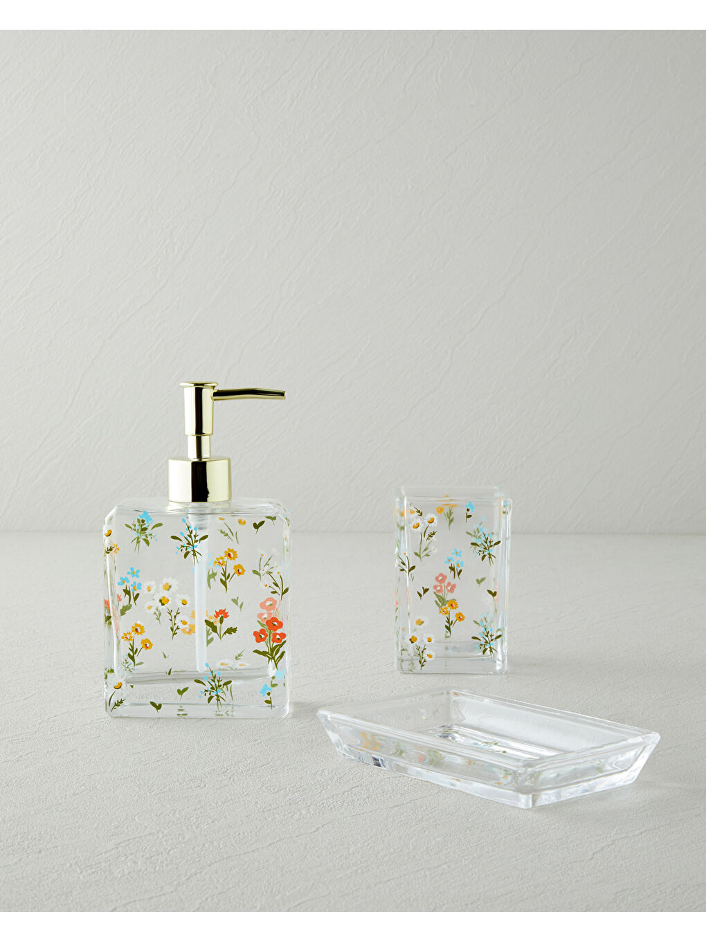 Renksiz Jalen 3’lü Set Banyo Seti 16 cm Şeffaf