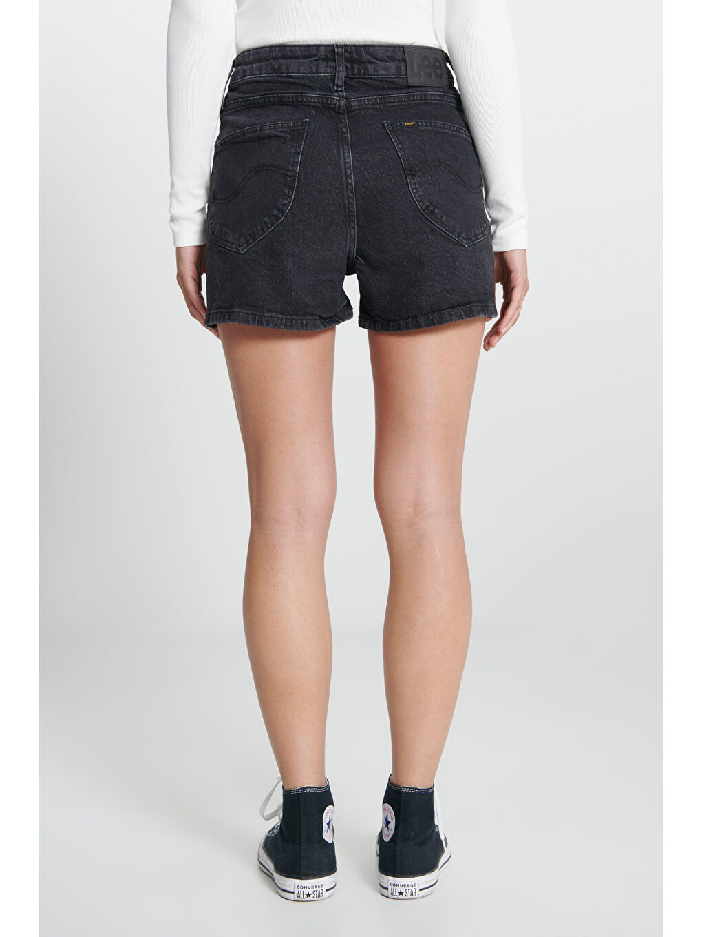 Siyah Carol Straight Fit Düz Kesim Yüksek Bel Esnek Jean Jean Şort-5