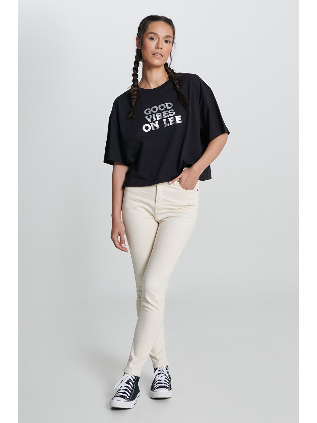 Siyah Regular Fit Normal Kesim %100 Pamuk Bisiklet Yaka Tişört-2