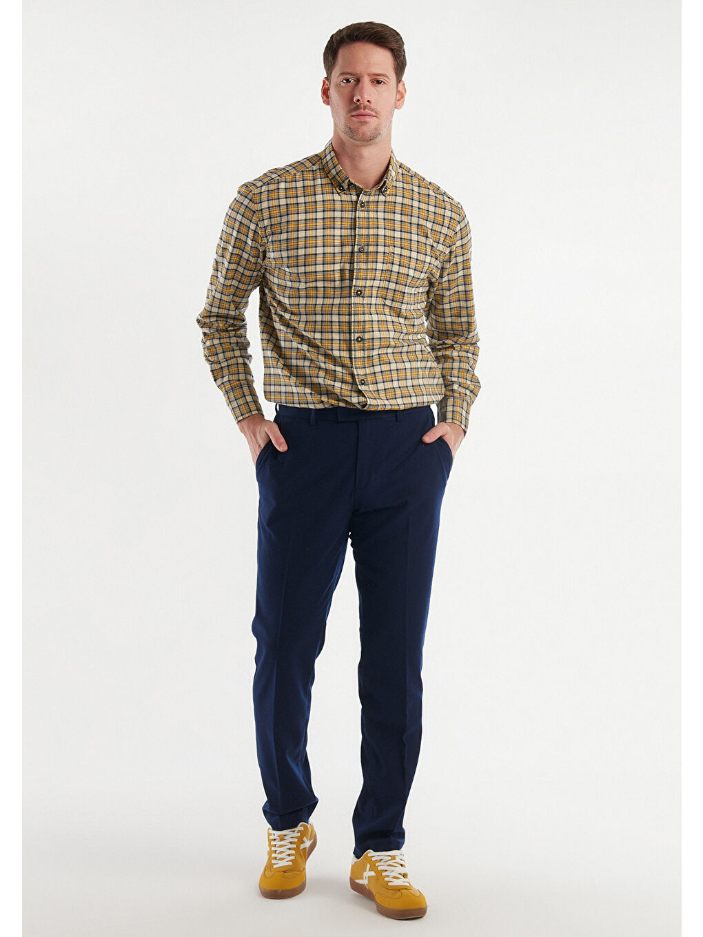 Lacivert Viskoz Karışımlı Regular Fit Erkek Pantolon