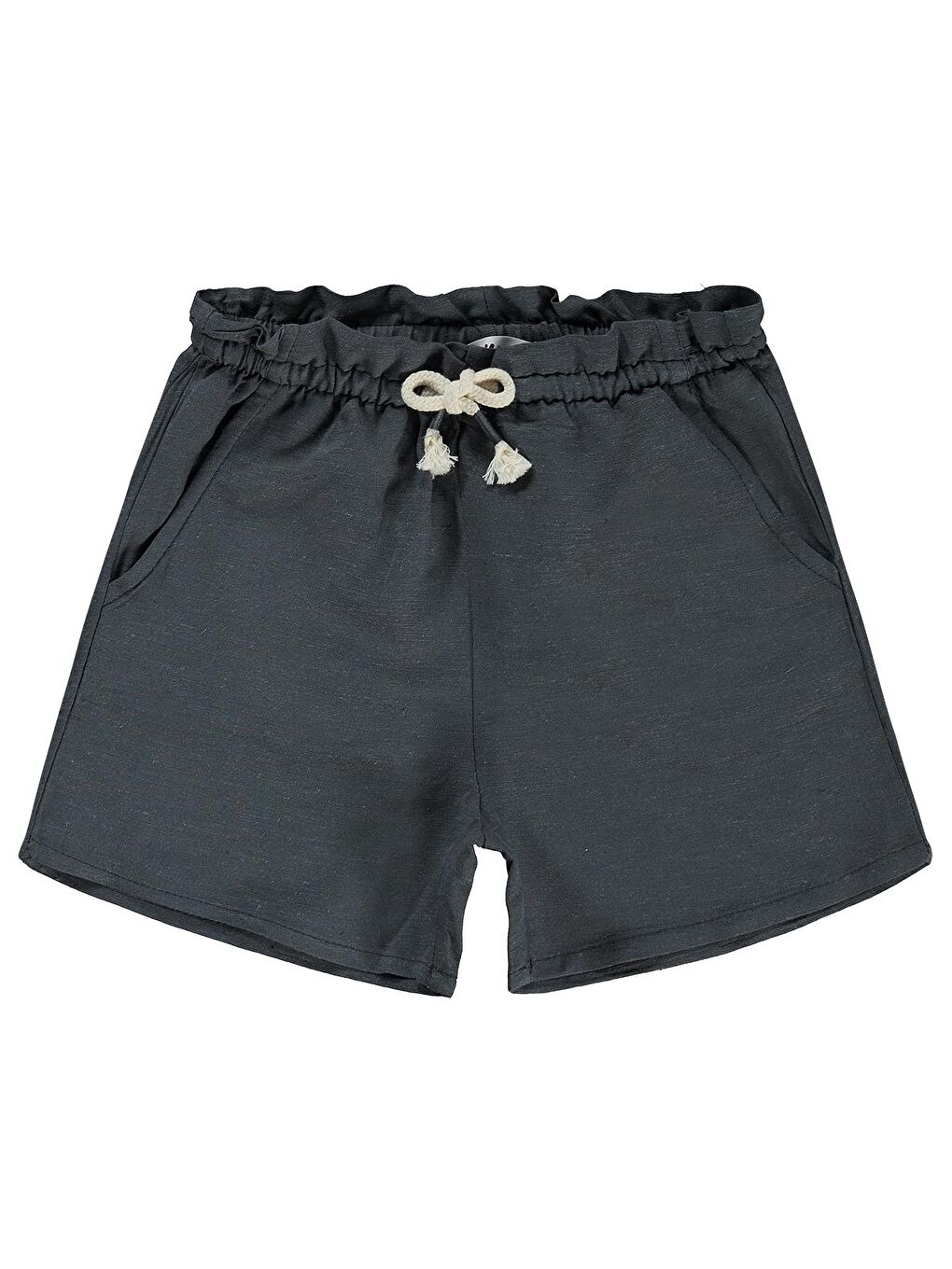 Antrasit Girls Beli Lastikli Cepli 10-13 Yaş Şort - Gri