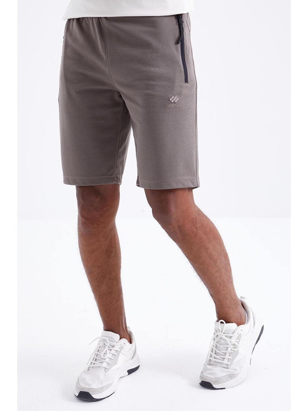 Kahverengi Camel Fermuar Cepli Bağcıklı Standart Kalıp Erkek Şort  - 81210-1