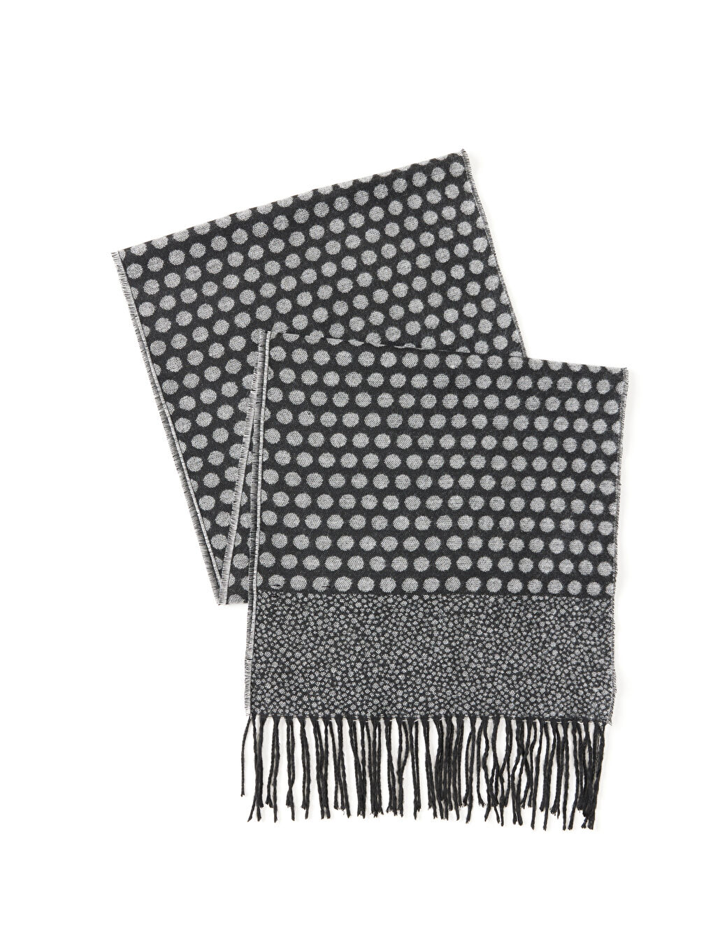 Erkek Gri-Siyah Desenli Atkı