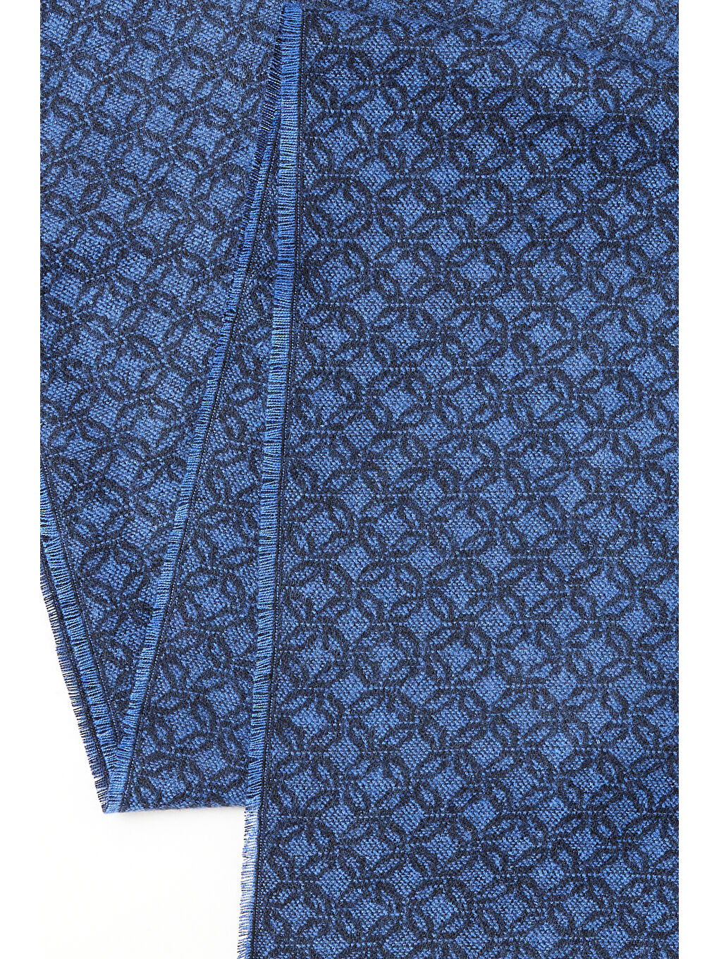 Erkek Lacivert-Mavi Desenli Atkı-1