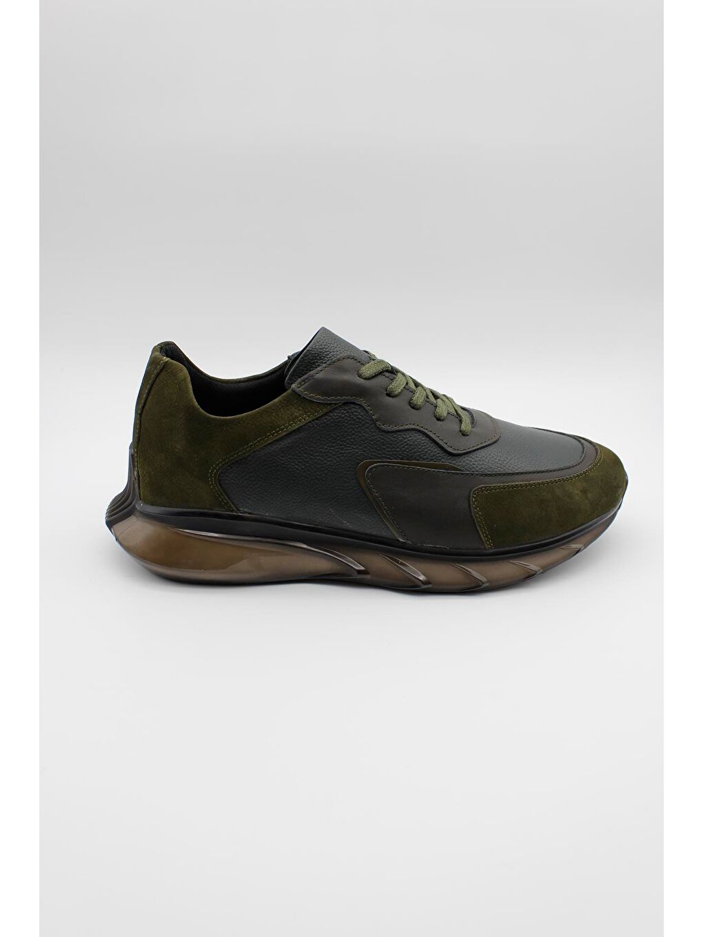 Koyu Haki Hakiki Deri Bağcıklı Casual Ayakkabı 1033235113