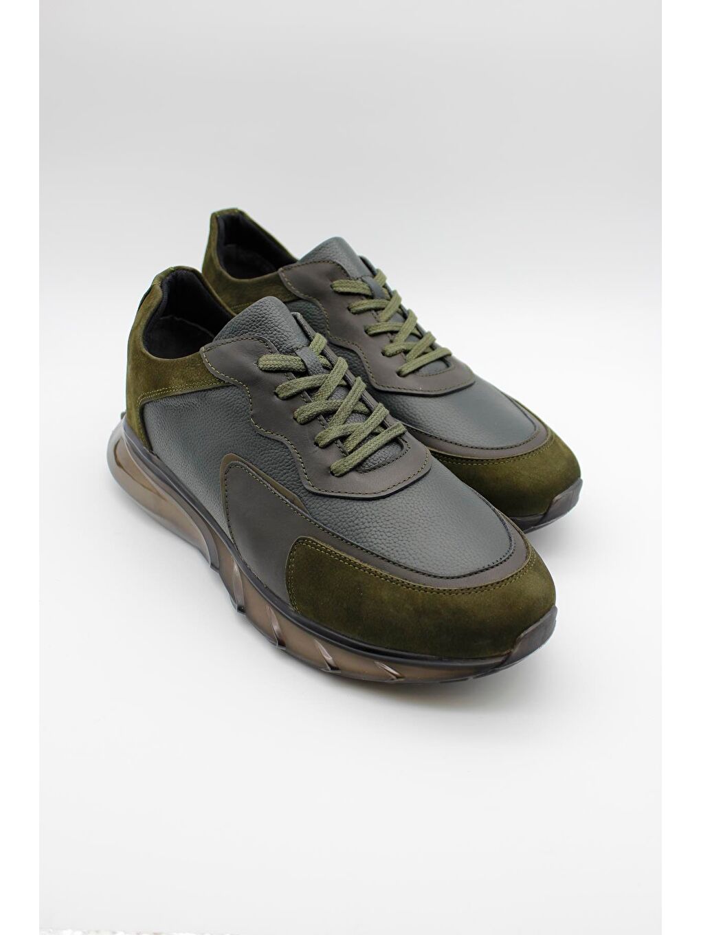 Koyu Haki Hakiki Deri Bağcıklı Casual Ayakkabı 1033235113-2