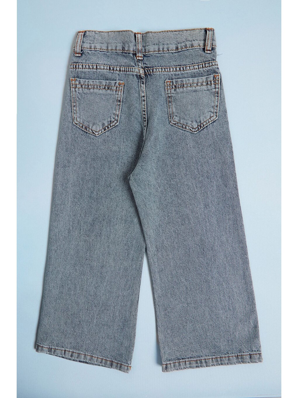 Mavi Yıldız Nakışlı Beli Ayarlanabilir Kız Çocuk Pantolon-2