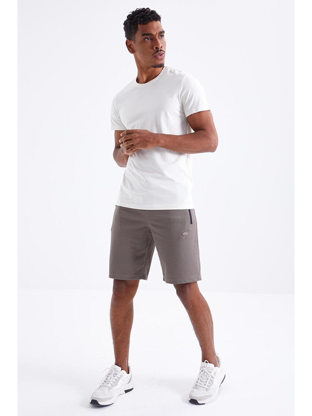 Kahverengi Camel Fermuar Cepli Bağcıklı Standart Kalıp Erkek Şort  - 81210-4