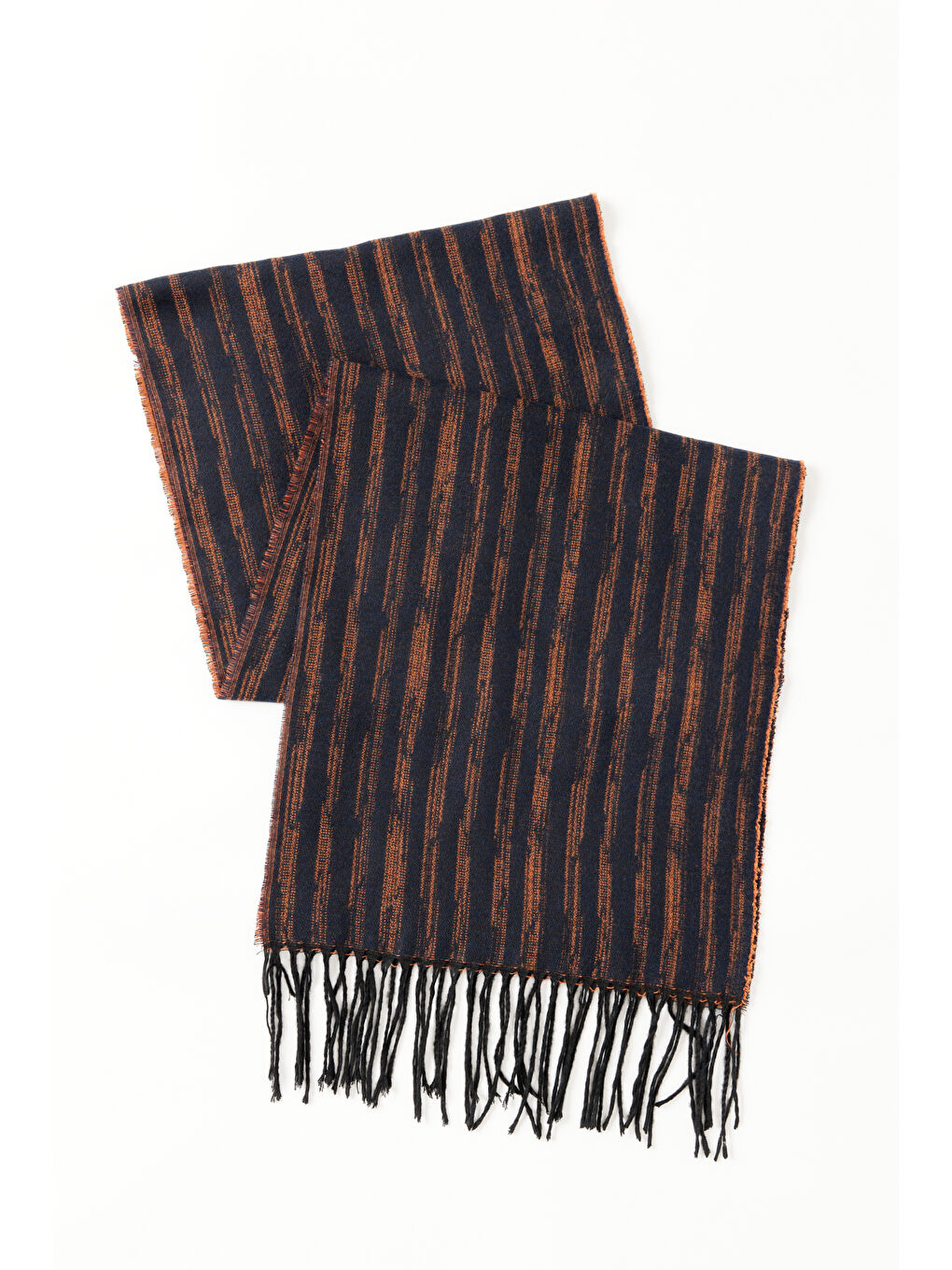 Erkek Lacivert-Turuncu Desenli Atkı