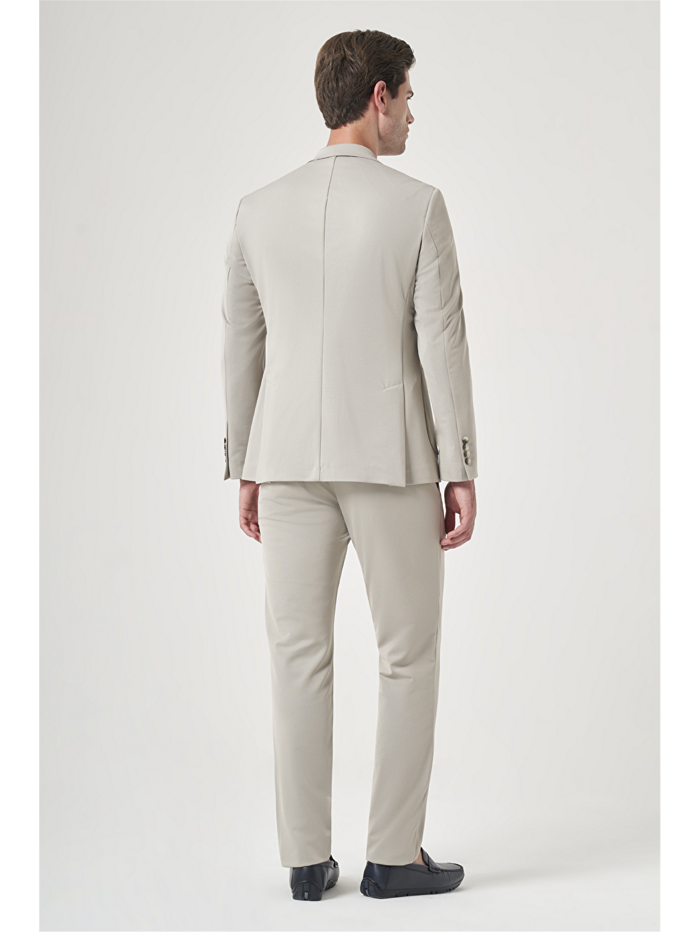 Bej Mono Yaka 6 Drop Slim Fit Esnek Beli Lastikli Takım Elbise 1001260165-4
