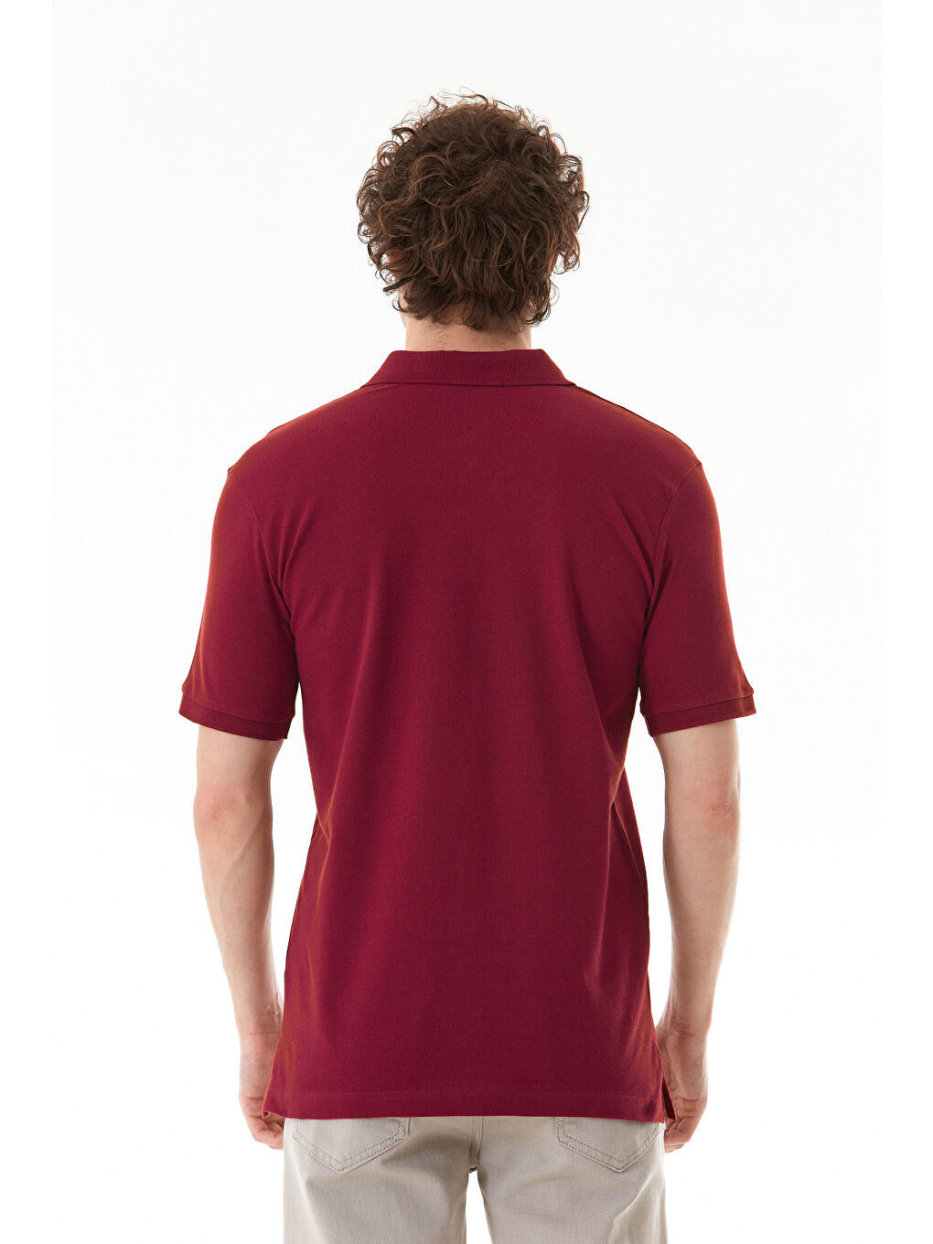 Bordo Basic Polo Yaka Yarım Düğmeli Tişört-3
