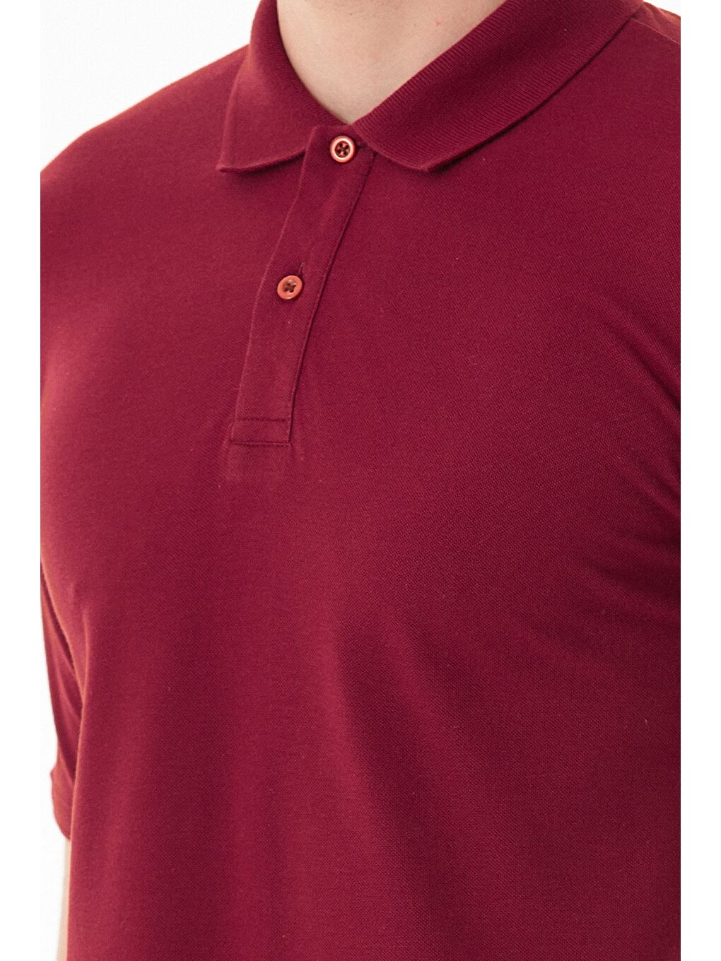 Bordo Basic Polo Yaka Yarım Düğmeli Tişört-4