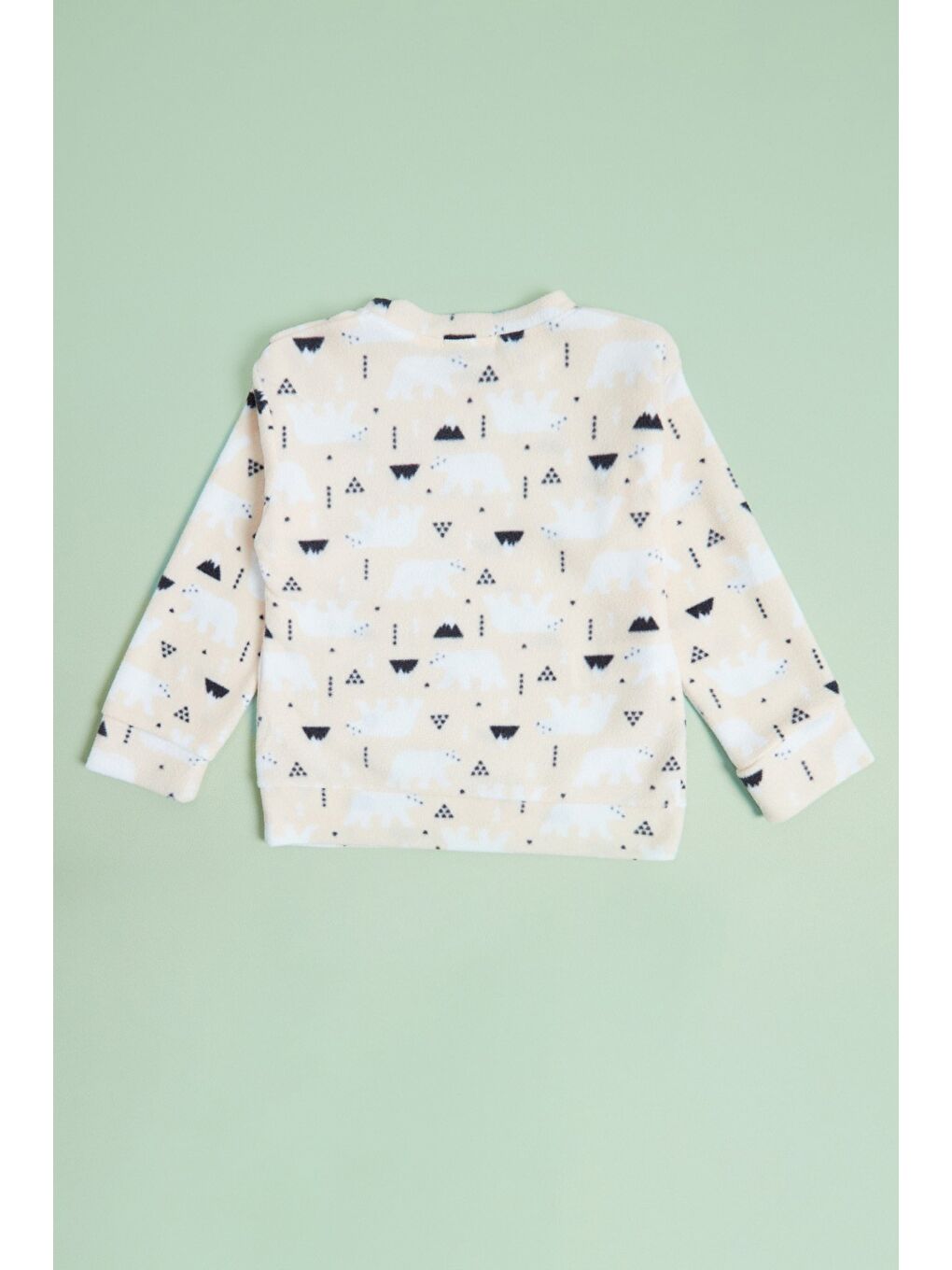 Sarı Ev Desenli Polar Unisex Çocuk Pijama Takımı-4