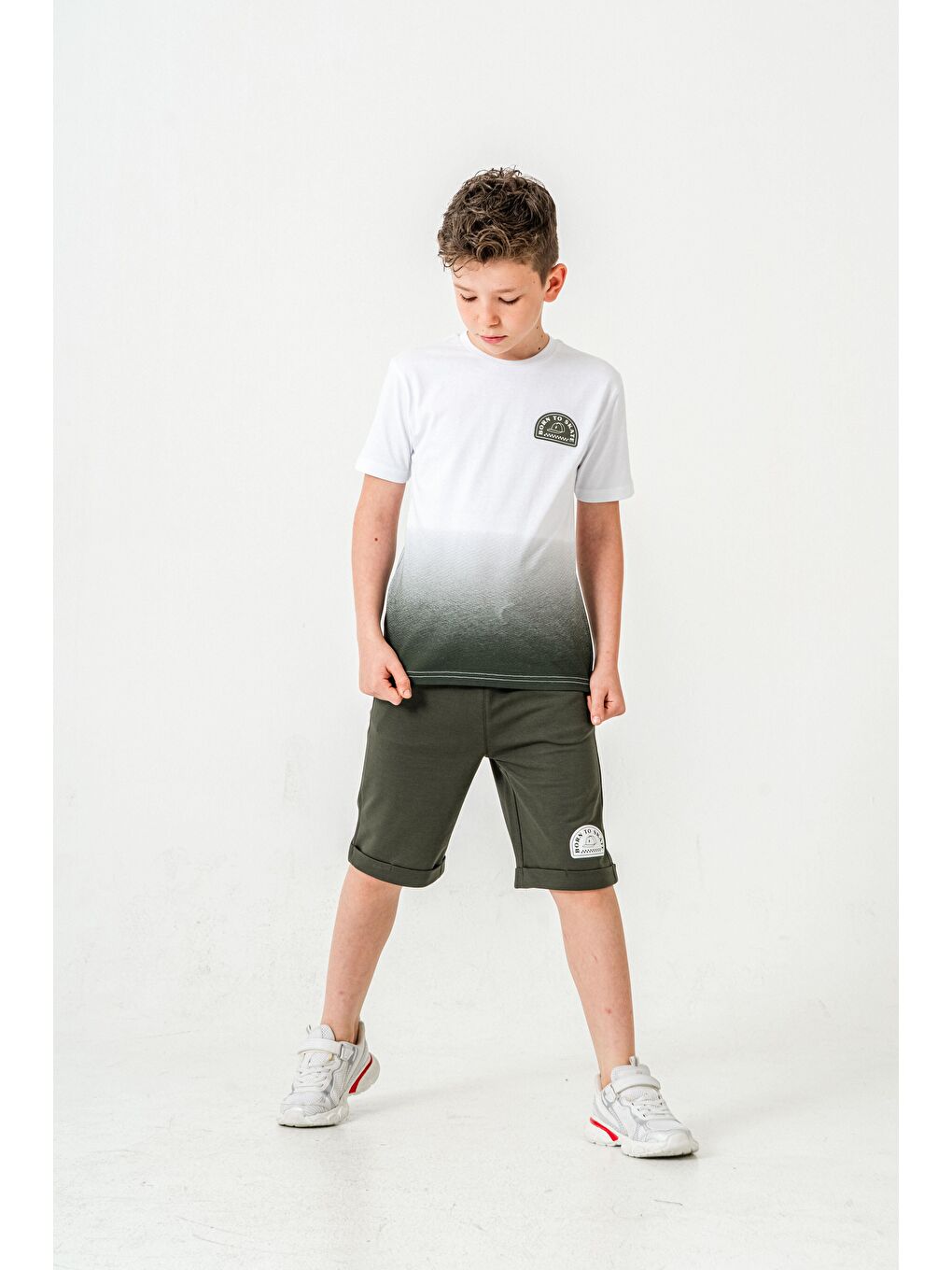 Haki Born The Skate Baskılı  Erkek Çocuk Şort - Tişört Takımı-2