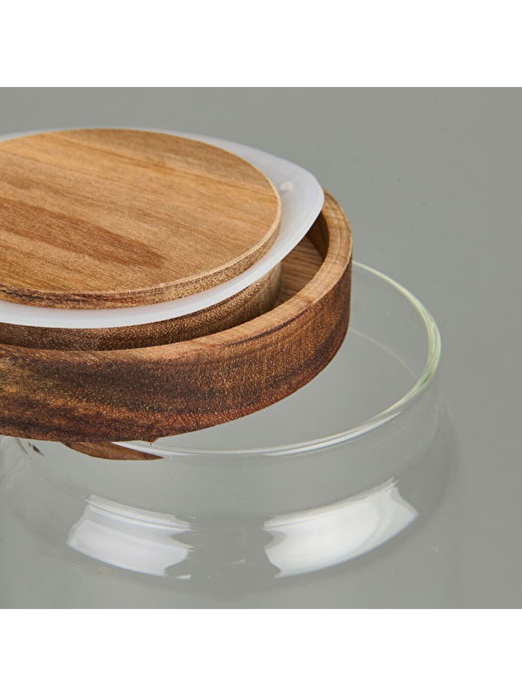 Akasya Kapaklı Cam Kavanoz - Kahverengi / Şeffaf - 700 ml-1