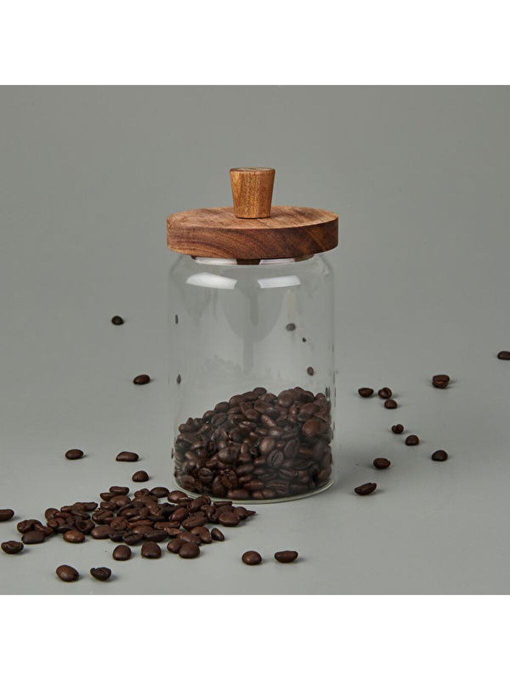 Akasya Kapaklı Cam Kavanoz - Kahverengi / Şeffaf - 700 ml-2