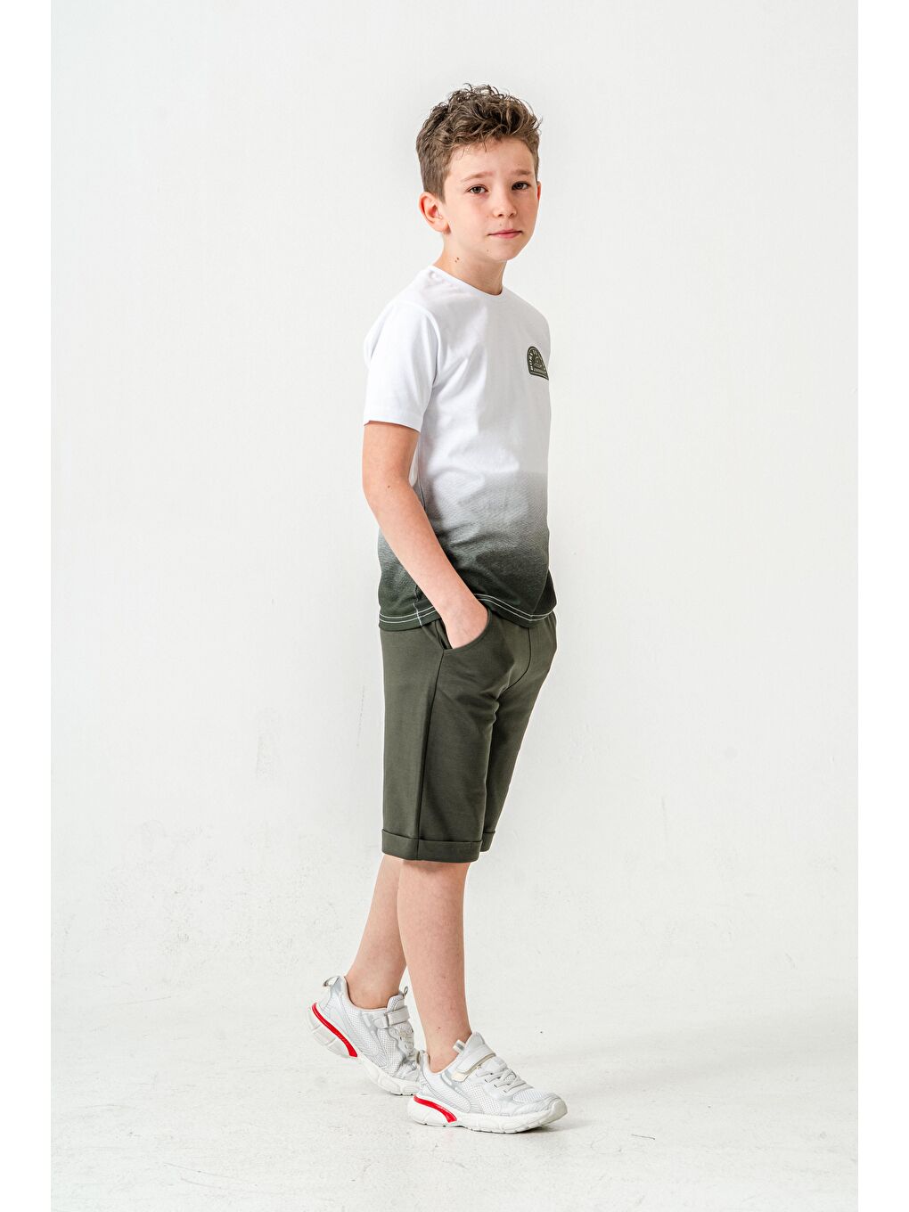 Haki Born The Skate Baskılı  Erkek Çocuk Şort - Tişört Takımı-3