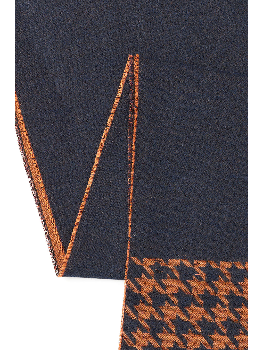 Erkek Lacivert-Turuncu Desenli Atkı-1