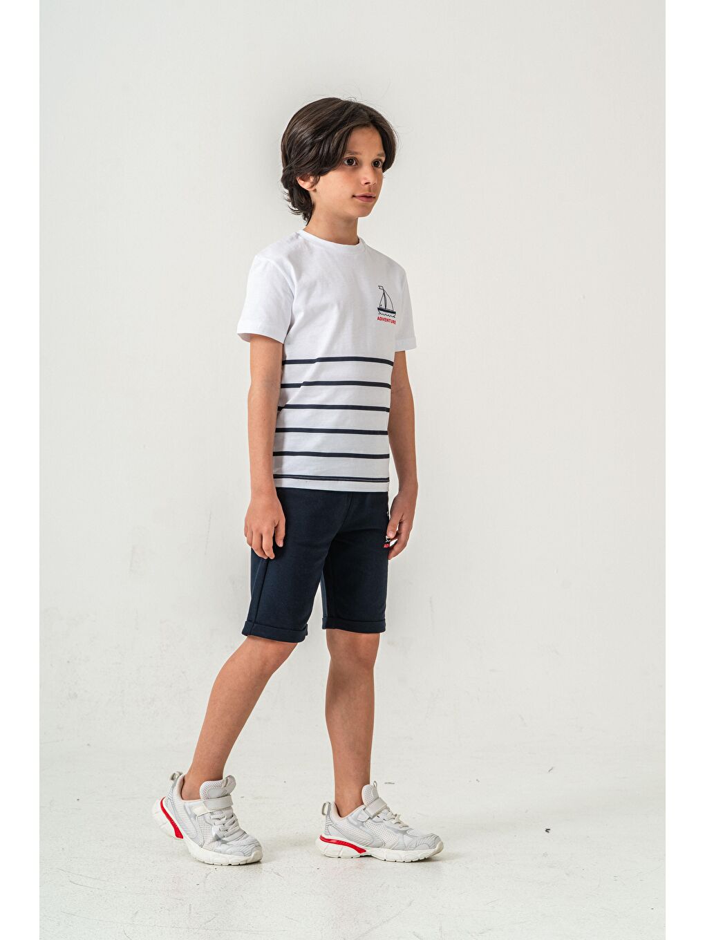 Lacivert Adventure Baskılı  Erkek Çocuk Şort - Tişört Takımı-2