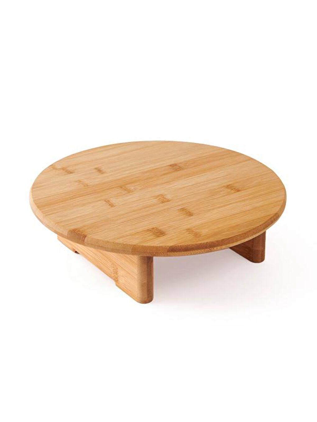 Bambu Ayaklı Yuvarlak Kesme Tahtası - Bej - 29,5x31,5 cm-1