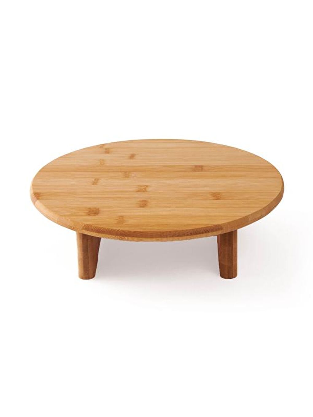 Bambu Ayaklı Yuvarlak Kesme Tahtası - Bej - 29,5x31,5 cm-2