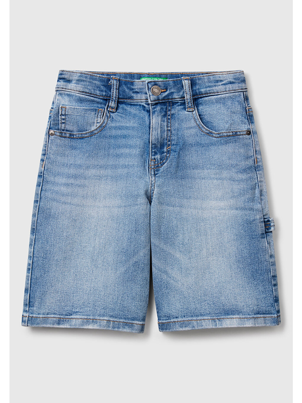 Mavi Erkek Çocuk Açık Denim Taş Yıkama Straight Fit Denim Bermuda Şort