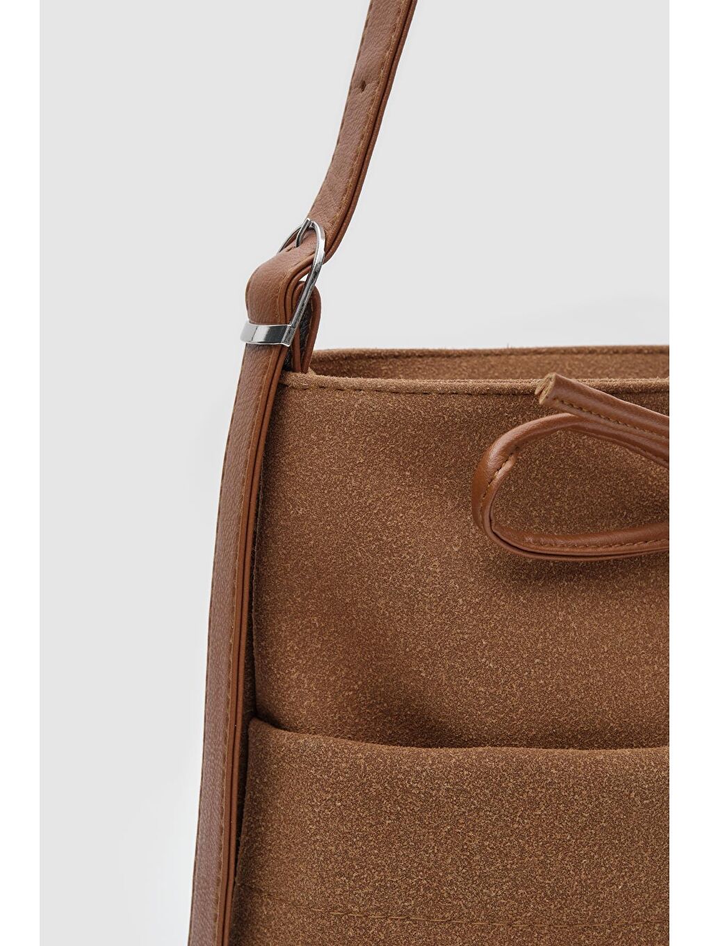 Kahverengi Justen Süet Omuz Çantası Taba-4