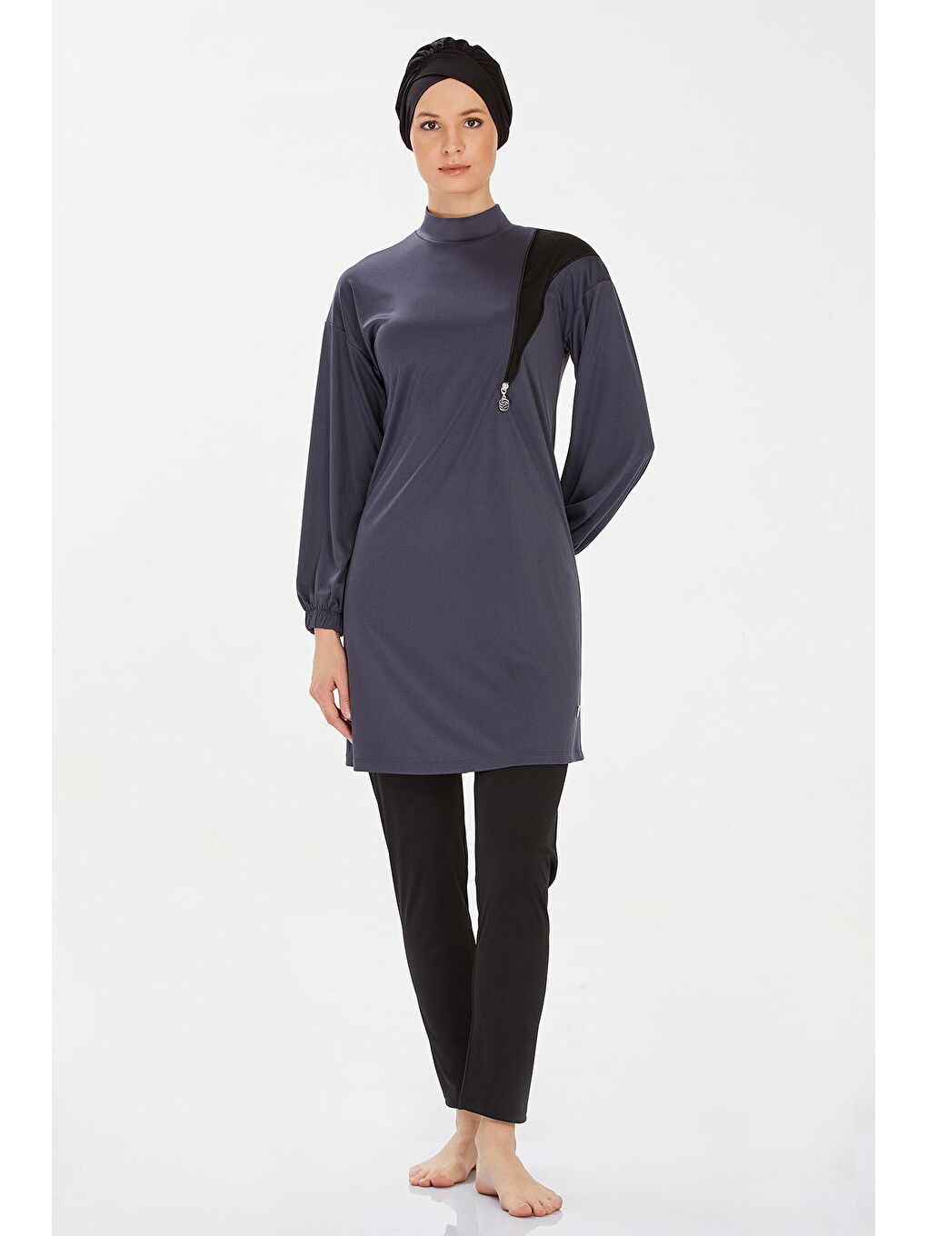 Elastanlı Tam Kapalı Tesettür Mayo  Alanı 9238 Antrasit