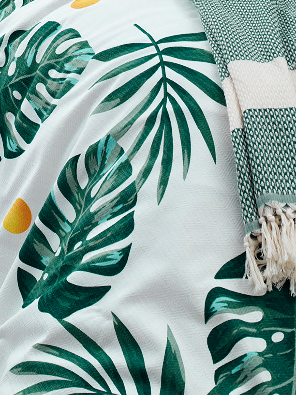 Doğal Pike Baskılı  140x230cm Monstera Yeşil-1