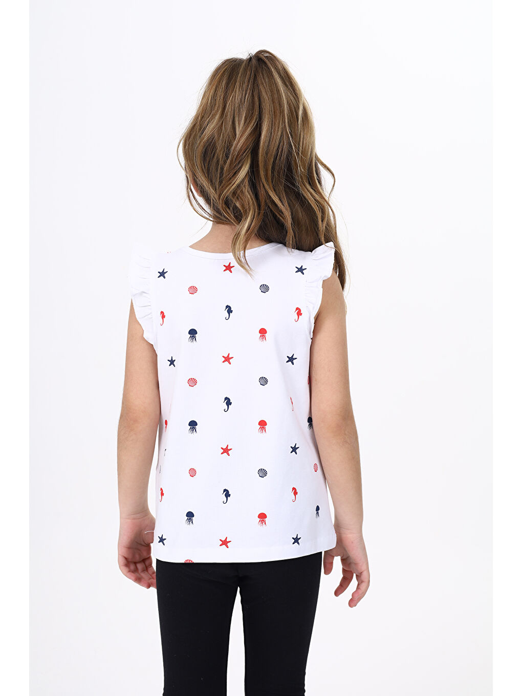 Beyaz Kız Çocuk Baskılı Atlet-3