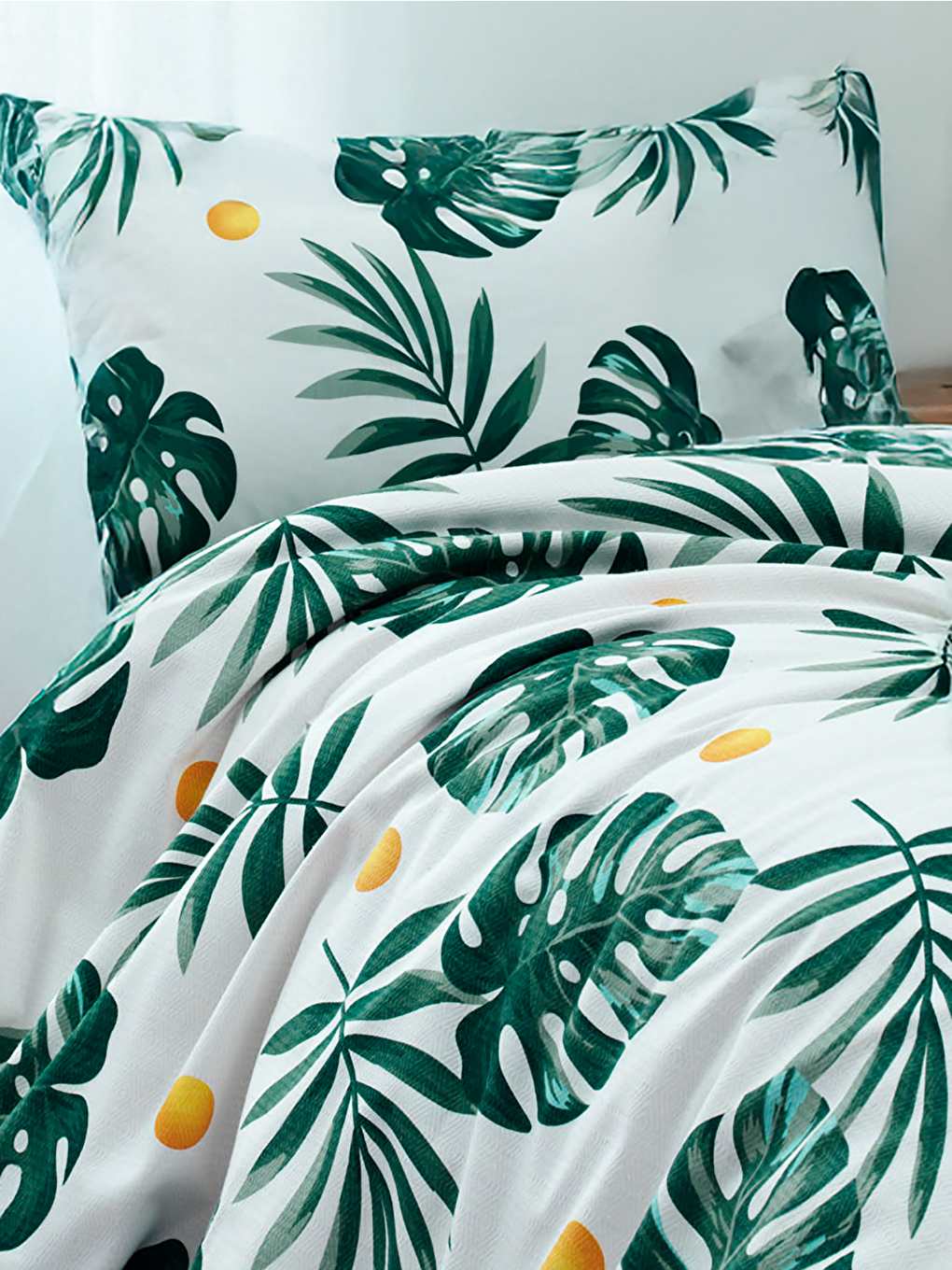 Doğal Pike Baskılı  140x230cm Monstera Yeşil-2