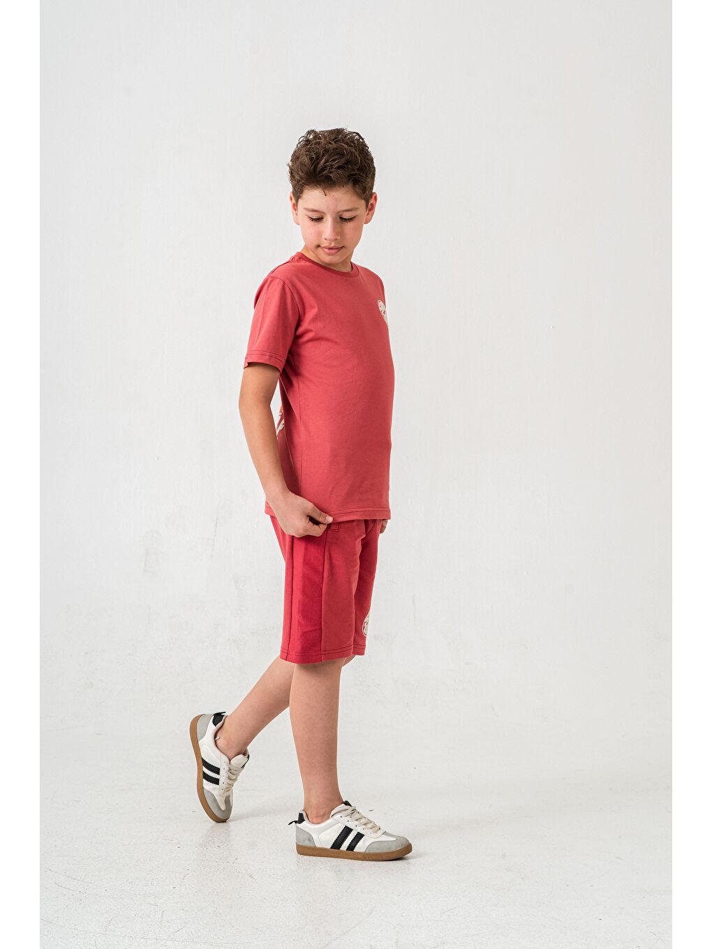 Kahverengi Surf Ups Baskılı Bacak Ve Sırt  Baskı Detaylı  Erkek Çocuk Şort - Tişört Takımı-3