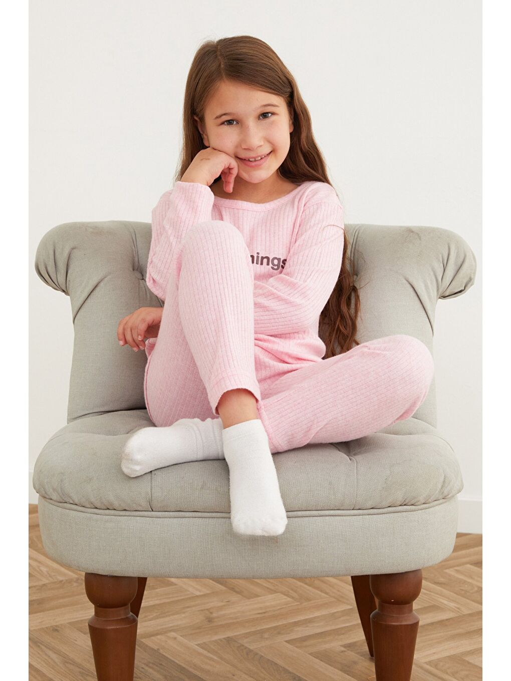 Pembe Positive Energv Baskılı Kız Çocuk Pijama Takımı-1