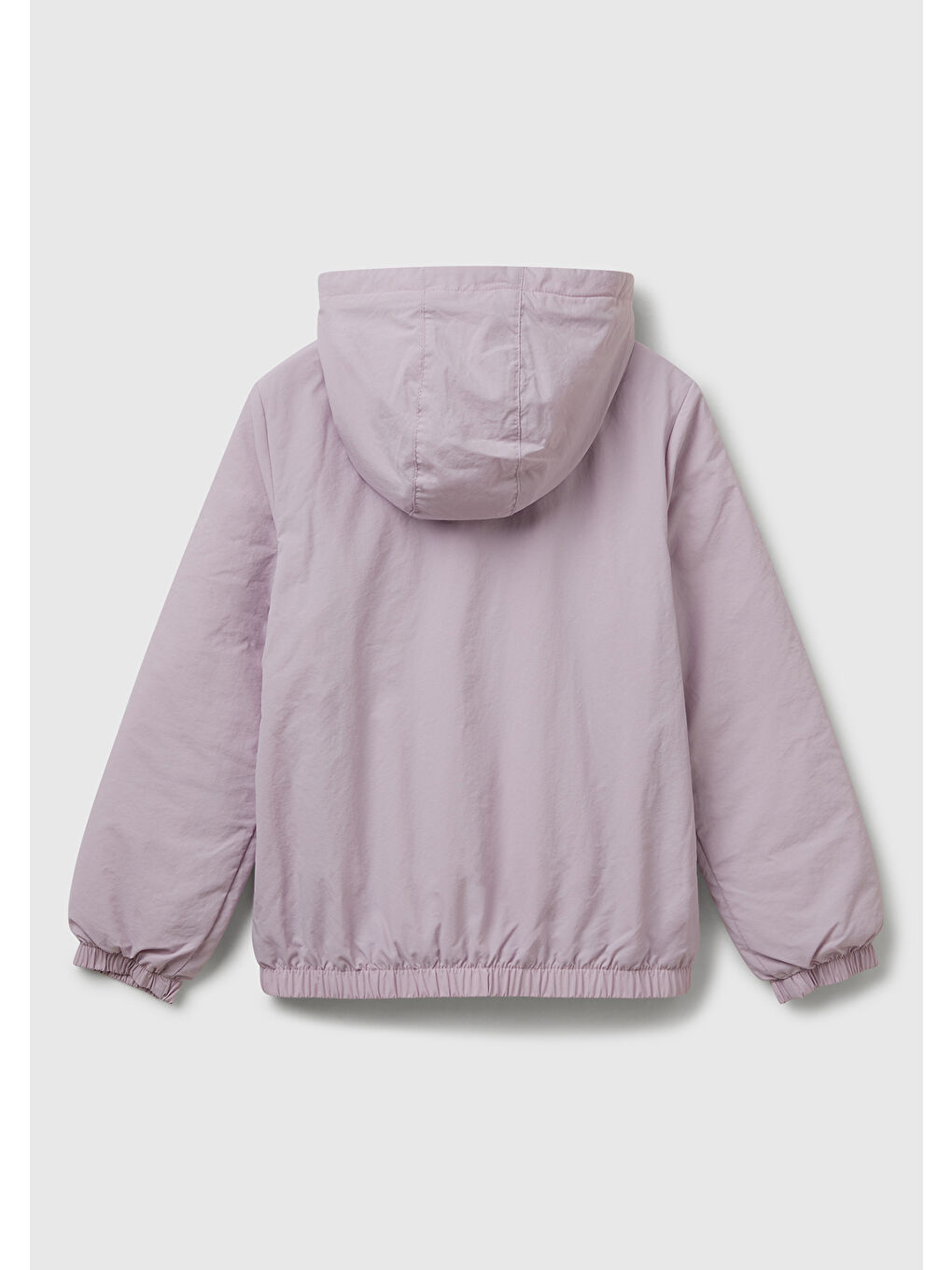 Kız Çocuk Lila Simli Logo Detaylı Cepli Kapüşonlu Jarse Yağmurluk-1