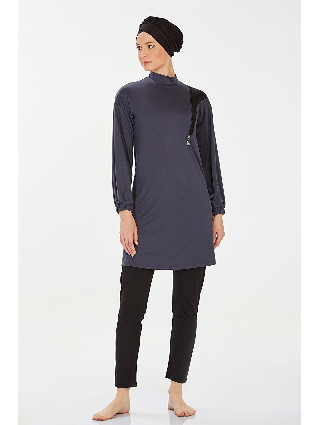 Elastanlı Tam Kapalı Tesettür Mayo  Alanı 9238 Antrasit-2