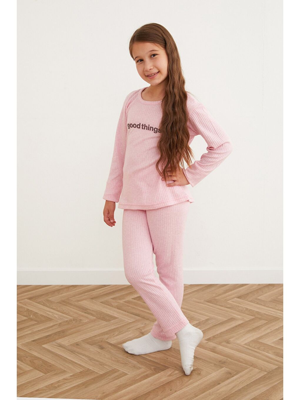 Pembe Positive Energv Baskılı Kız Çocuk Pijama Takımı-2