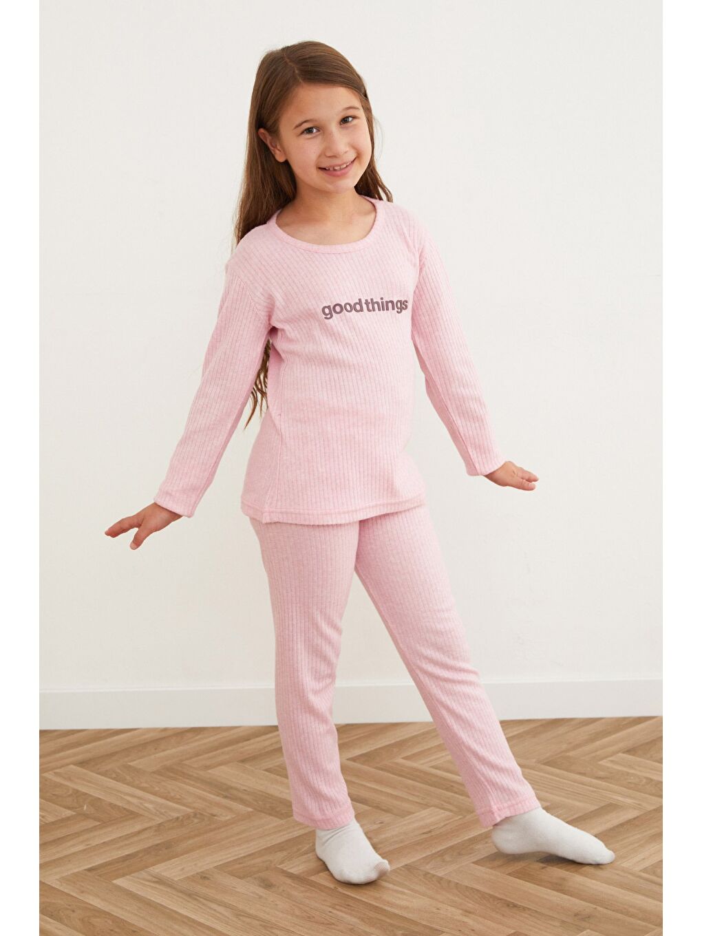 Pembe Positive Energv Baskılı Kız Çocuk Pijama Takımı-3