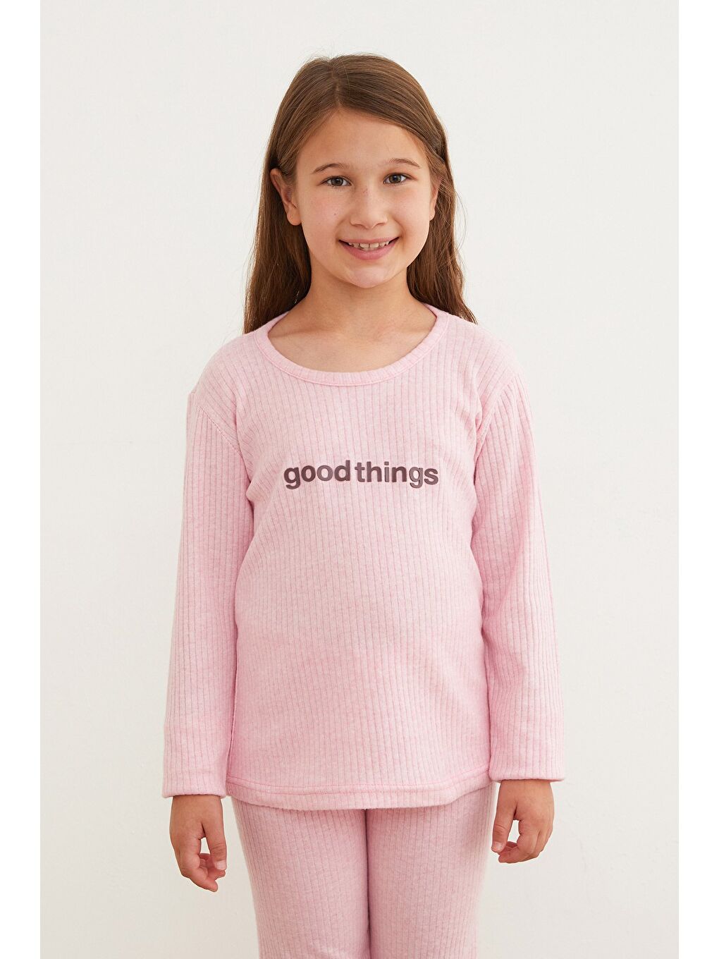 Pembe Positive Energv Baskılı Kız Çocuk Pijama Takımı-4